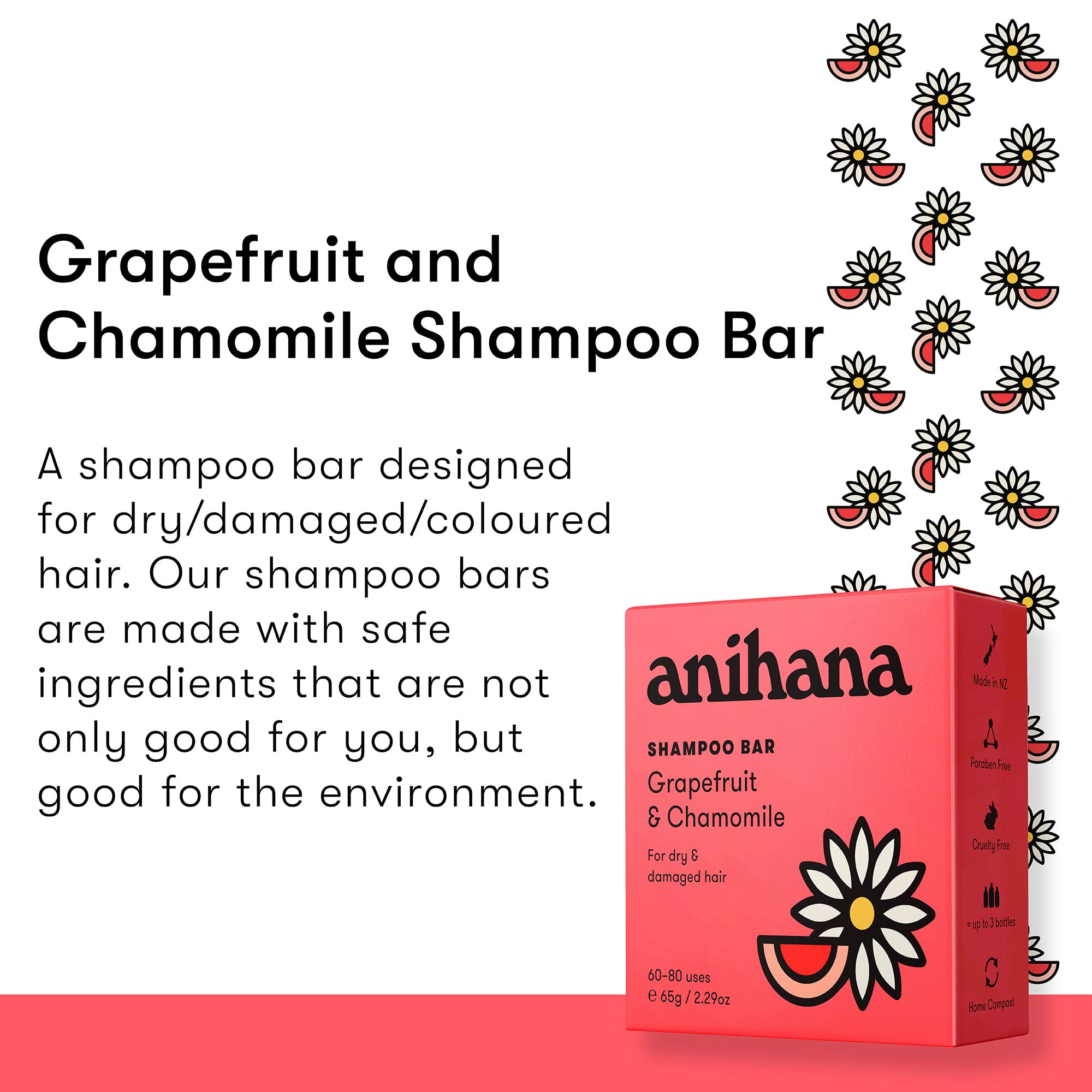 ANIHANA barra champú muestra hidratación ligera para cabello suave y renovado.