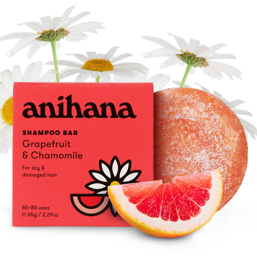 ANIHANA barra champú para pelo danificado, hidratación suave y limpieza efectiva.