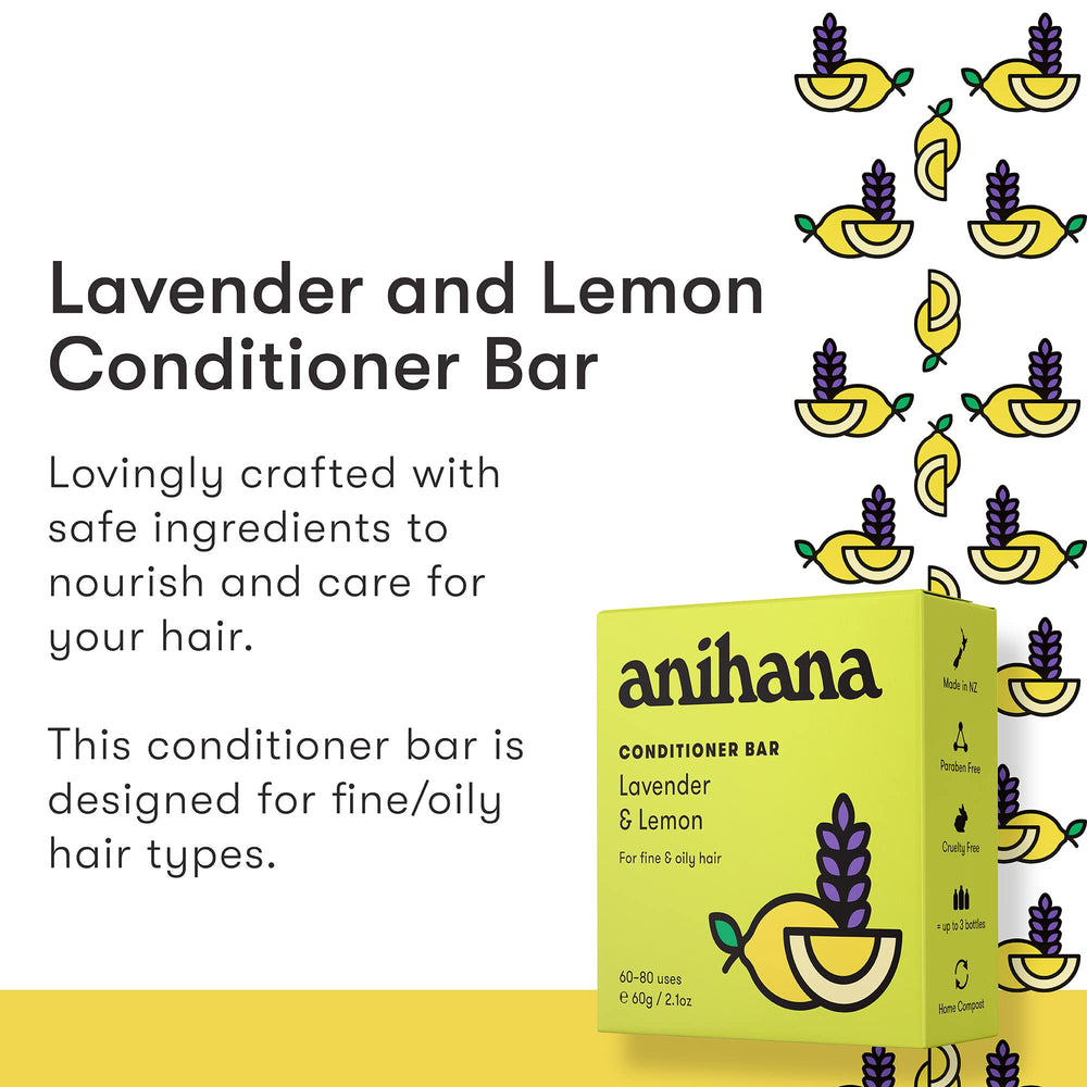ANIHANA barra-condicionadora lavanda limón perfuma y añade cuerpo al cabello.