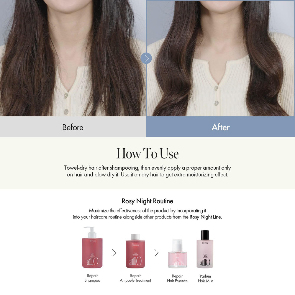 ANILLO Rosy Night Repair: ingrediente de rosa mosqueta para nutrición capilar.