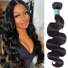 AnJudyReid 12A body wave bundle 20 inch front view with smooth, natural shine