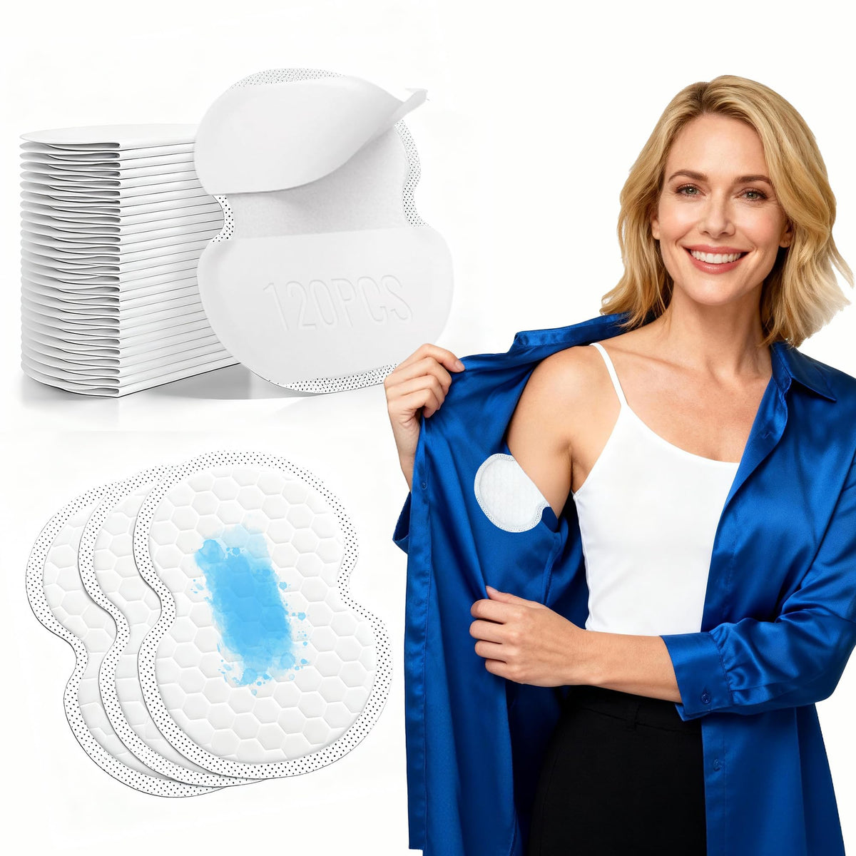 ANKEXIN Almohadillas axila, paquete 120, ideal para uso diario sin manchas.