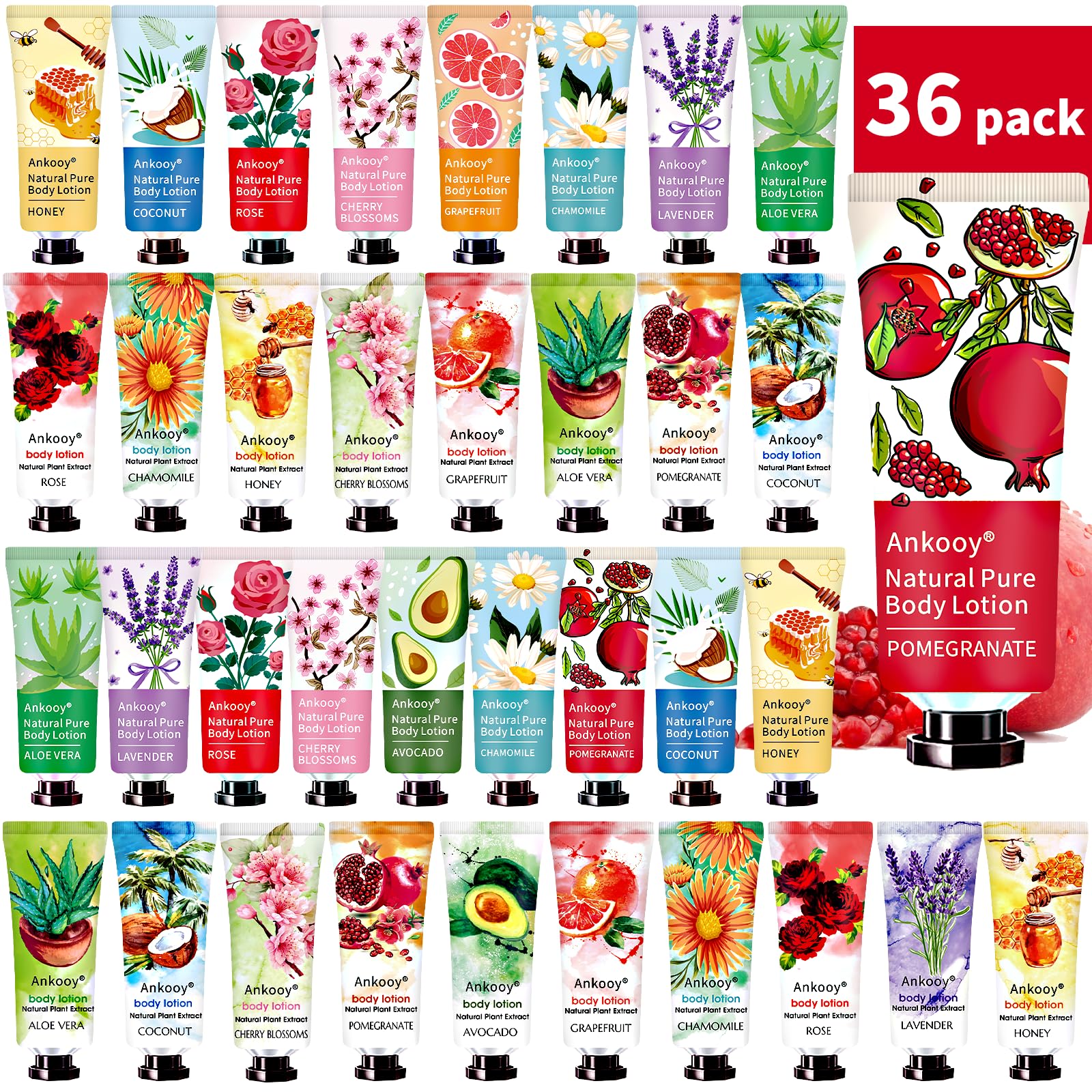 ANKOOY 36-pack loción corporal para Pascua, hidratación suave en cada frasco.
