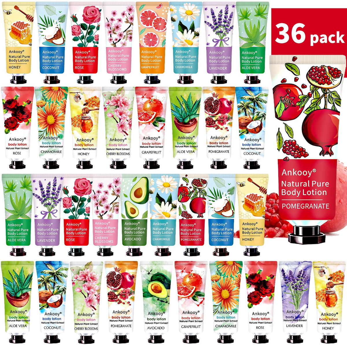 ANKOOY 36-pack loción corporal para Pascua, hidratación suave en cada frasco.