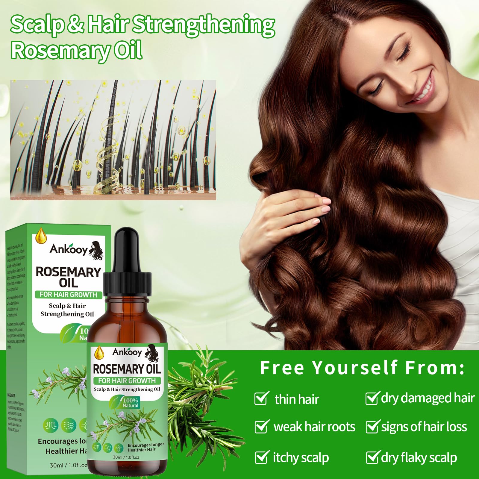 ANKOOY Rosemary Oil dry scalp relief and deeper nourishment.
