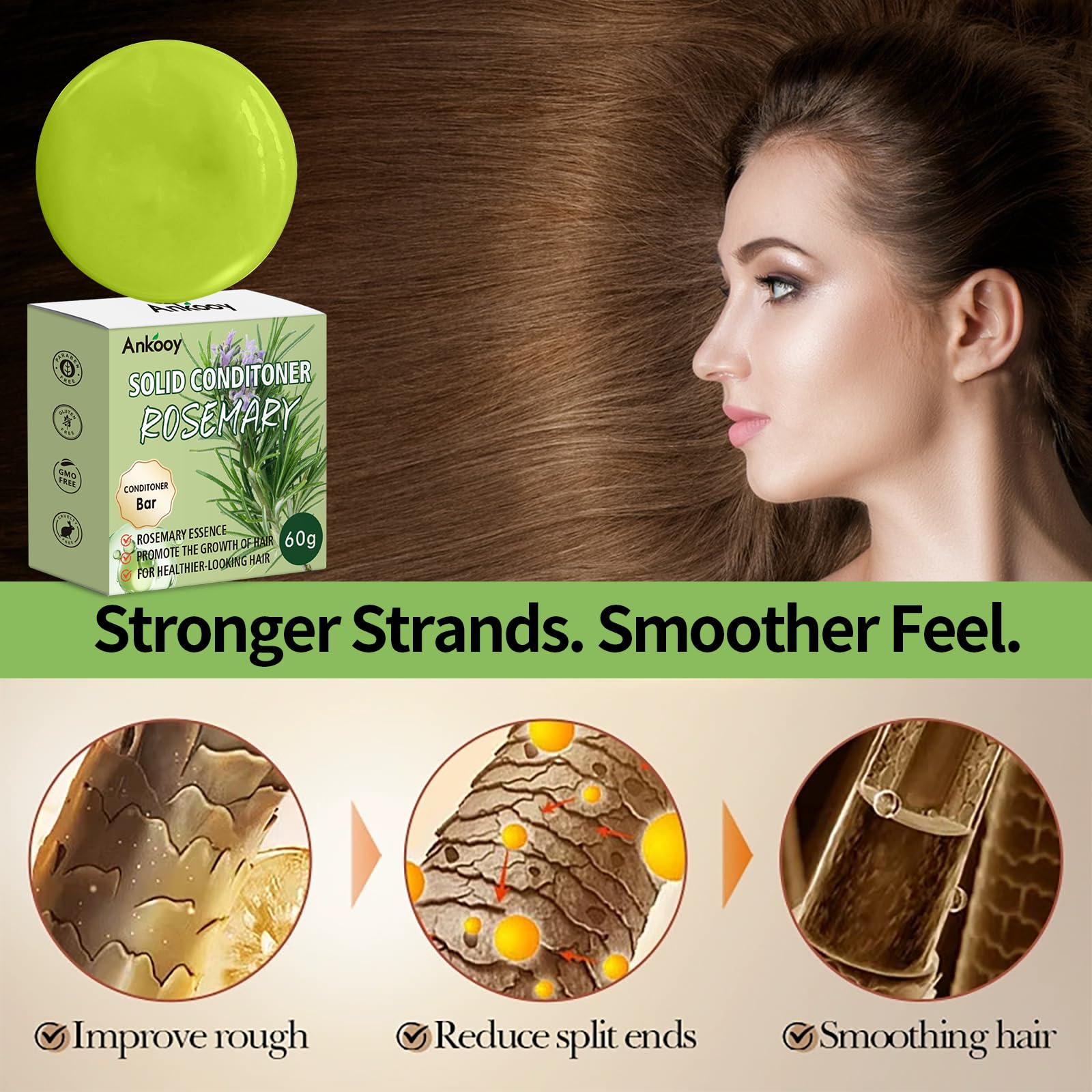 ANKOOY bar champú para equilibrio de sebo: cuero cabelludo estable y limpio.