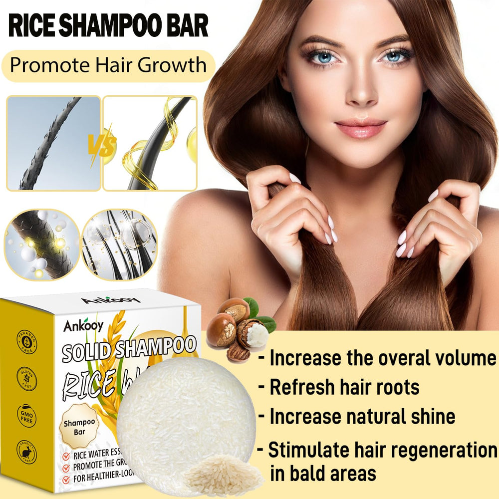 ANKOOY Rice Water Shampoo Bar lathers gently for thorough cleansing.