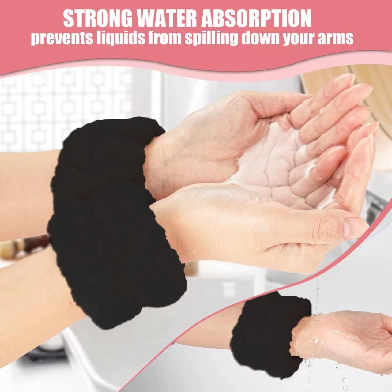 Anmieciu accesorios spa, pulseras absorbentes para secar muñecas durante el cuidado facial.
