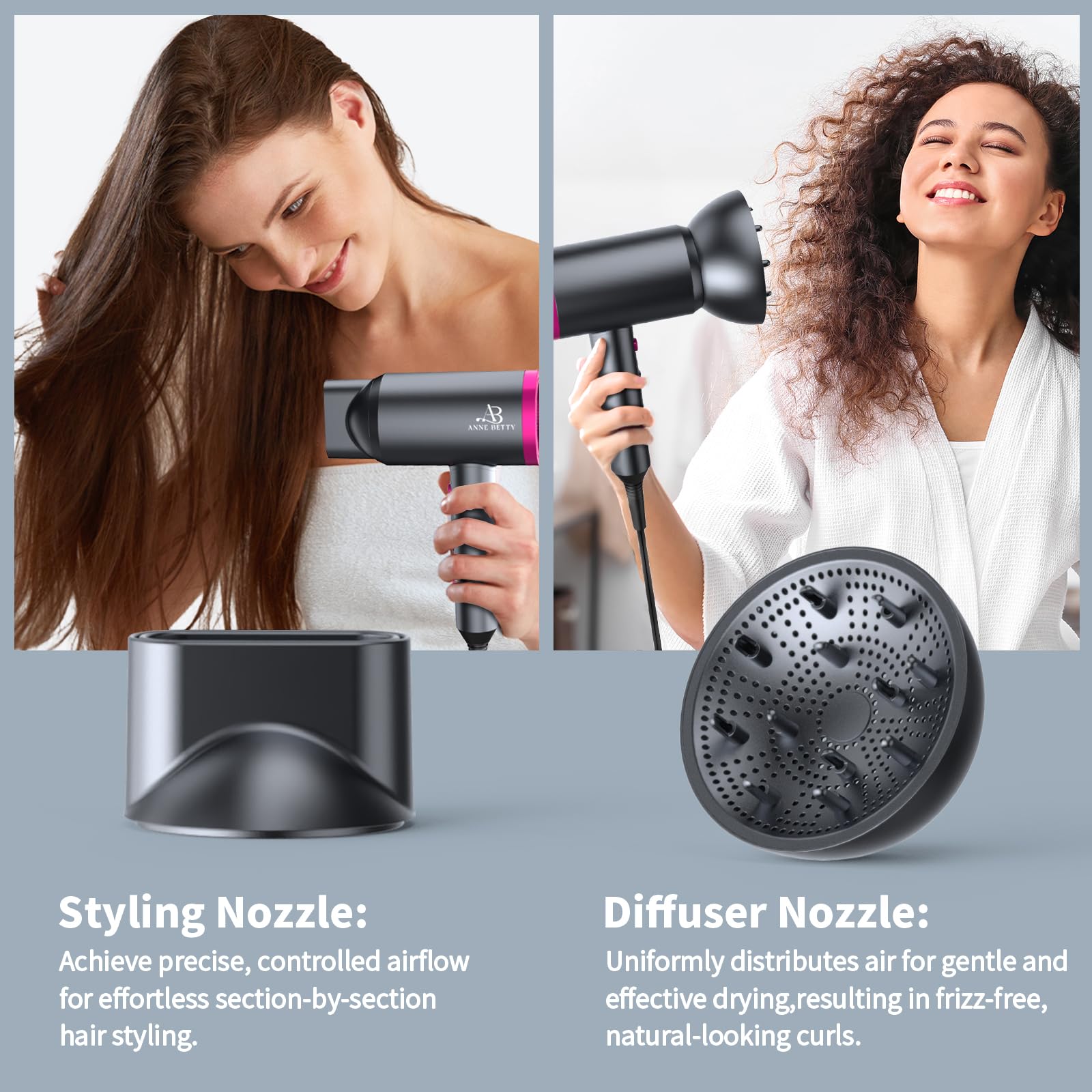 ANNE BETTY Ionic Hair Dryer back control panel offers flexible heat options