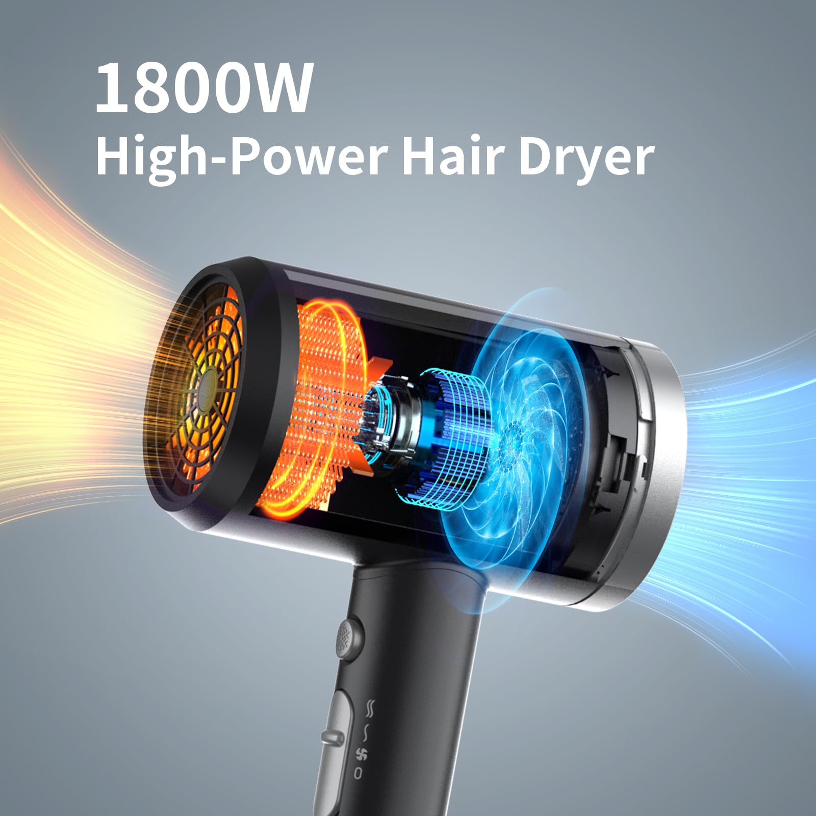 ANNE BETTY Ionic Hair Dryer with Concentrator attached for precise styling.