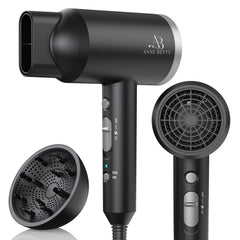 ANNE BETTY Ionic Hair Dryer with Diffuser shown, defining waves and minimizing frizz.