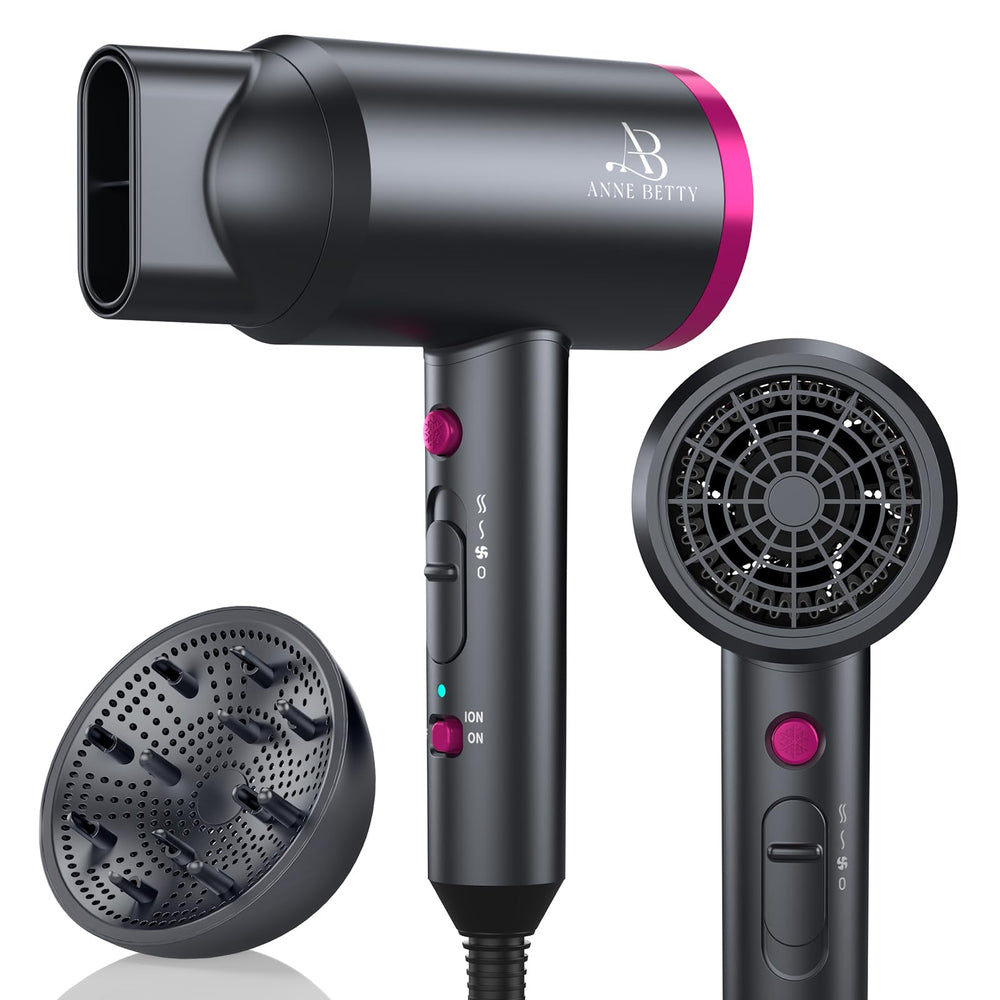 ANNE BETTY Ionic Hair Dryer front view shows fast drying for busy mornings