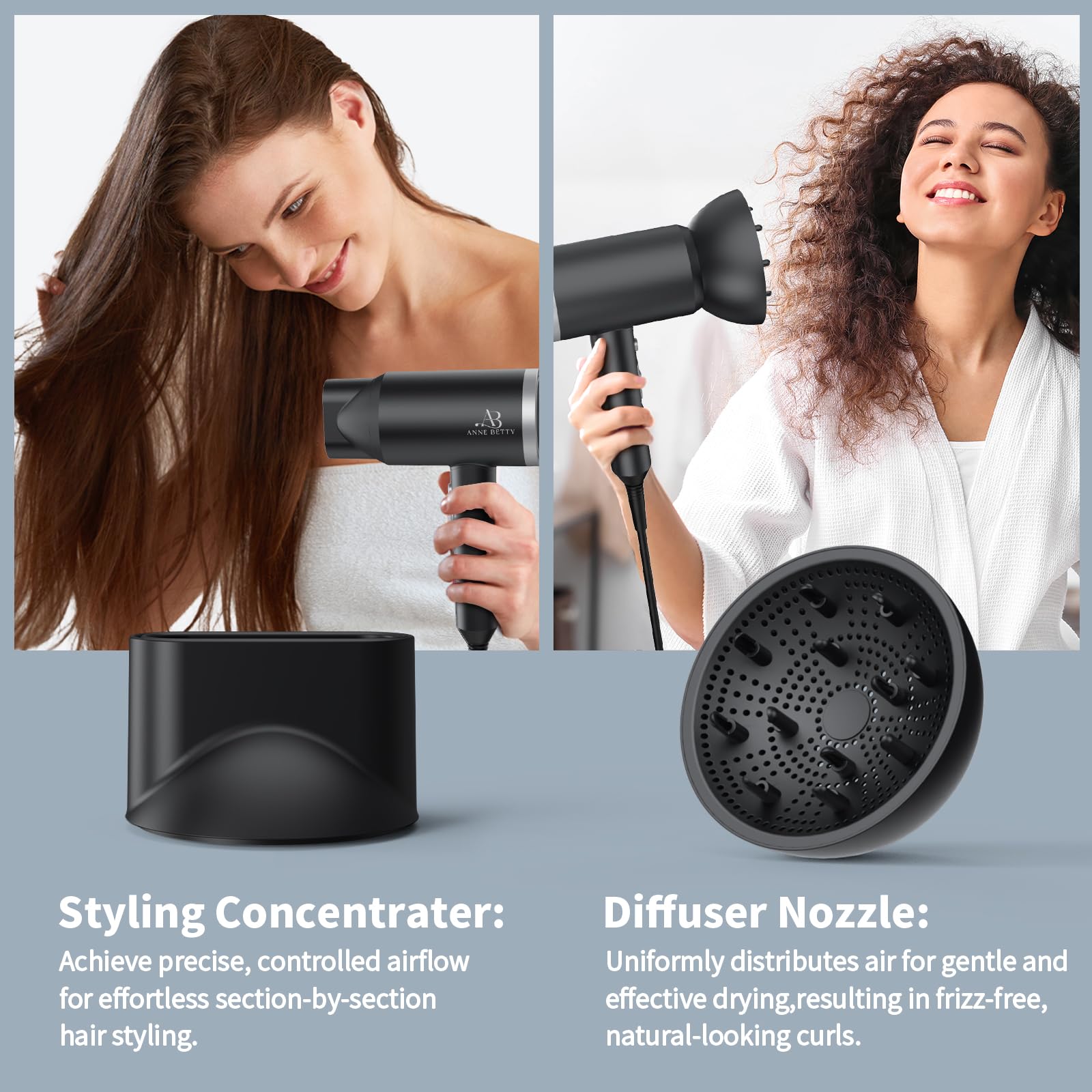 ANNE BETTY Ionic Hair Dryer lightweight design for easy handling.