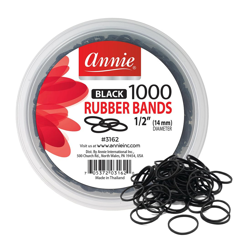 Annie 1000 black mini rubber bands pack for secure, everyday styling