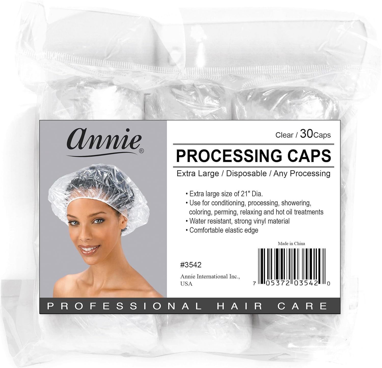 Annie Extra Large Processing Cap with clear material for monitoring color, perm or conditioning treatments.