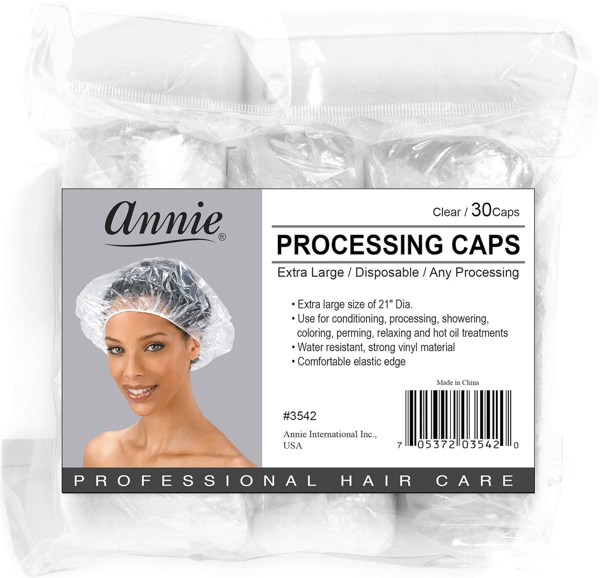 Annie Extra Large Processing Cap with clear material for monitoring color, perm or conditioning treatments.