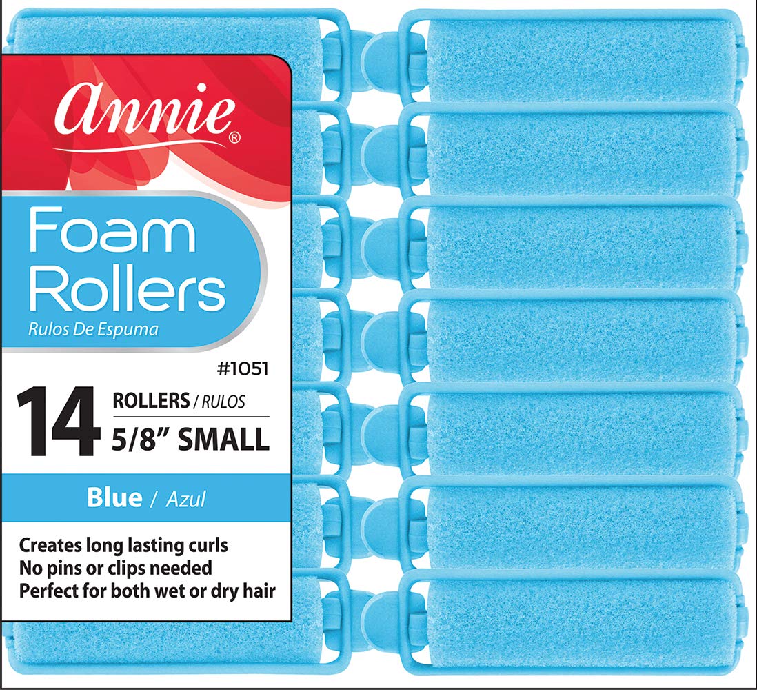 Annie foam hair rollers 5/8 inch blue pack for heatless, defined curls
