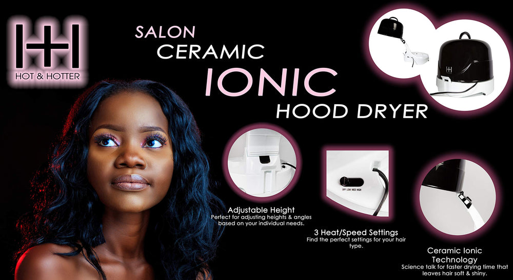 Annie Hot and Hotter hood dryer back view showcases fold-up design and carrying case