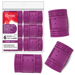 Annie Snap-On magnetic hair rollers with locking hood for secure overnight styling.