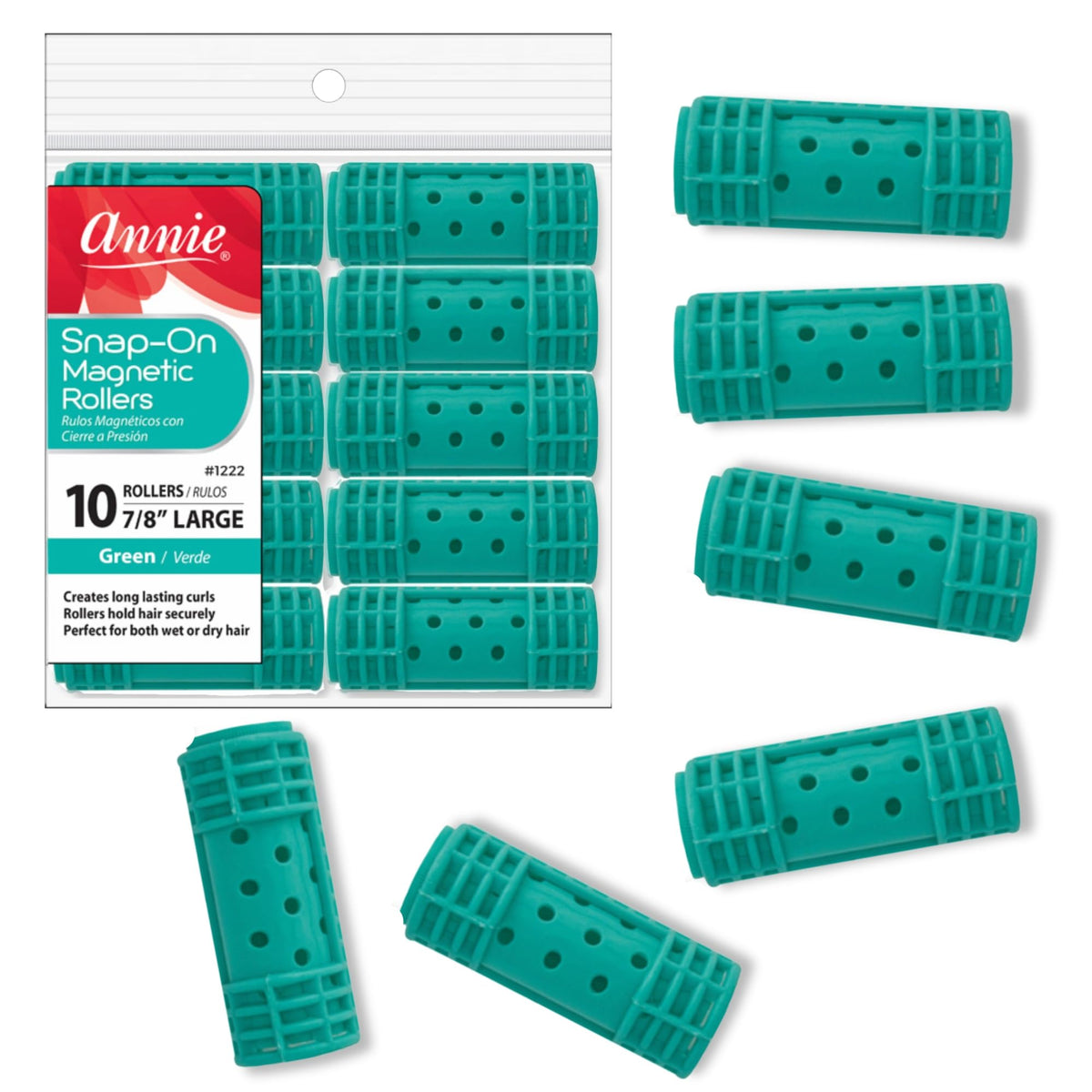 Annie Snap-On Magnetic Rollers large 7/8 inch with locking hood for secure overnight styling