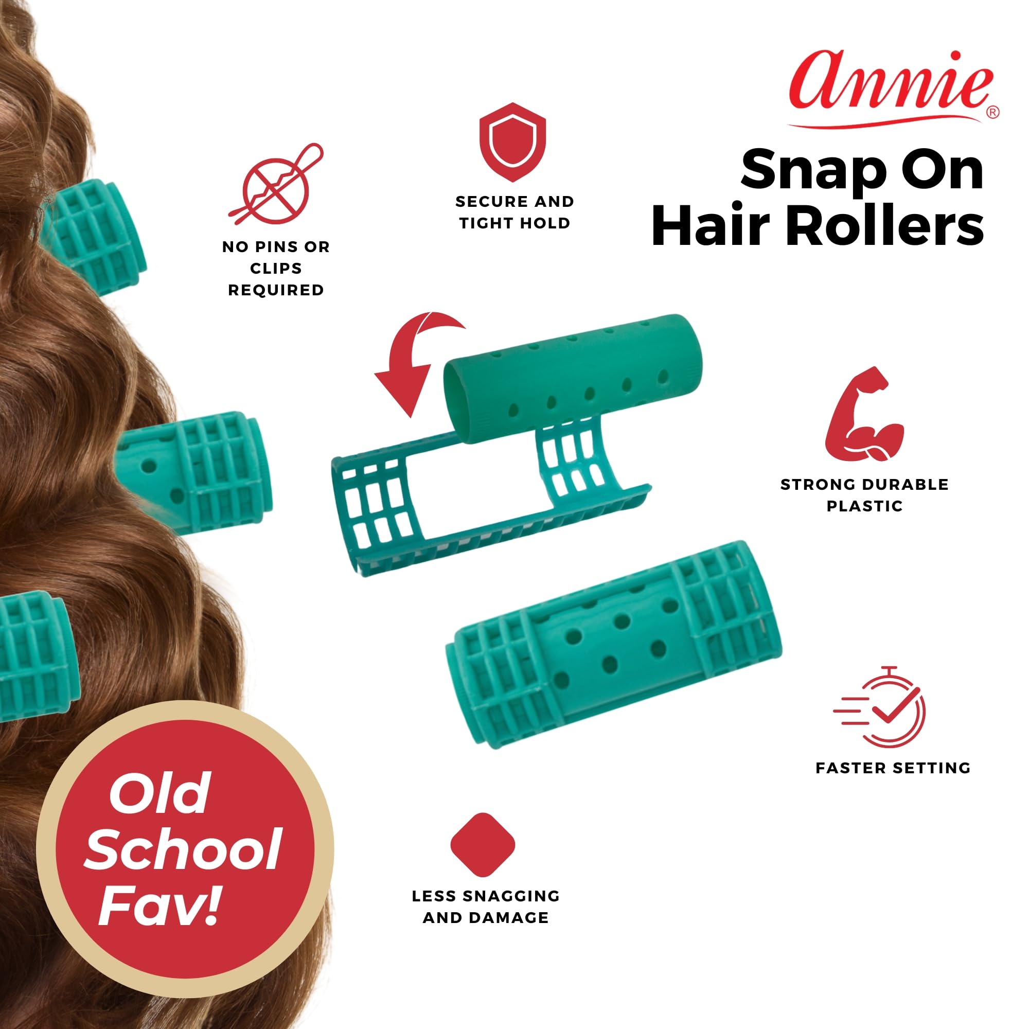 Annie Snap-On Magnetic Rollers smooth hair tips for a frizz-free, polished shine