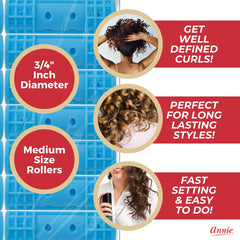Annie Snap-On rollers in use on short hair and bangs