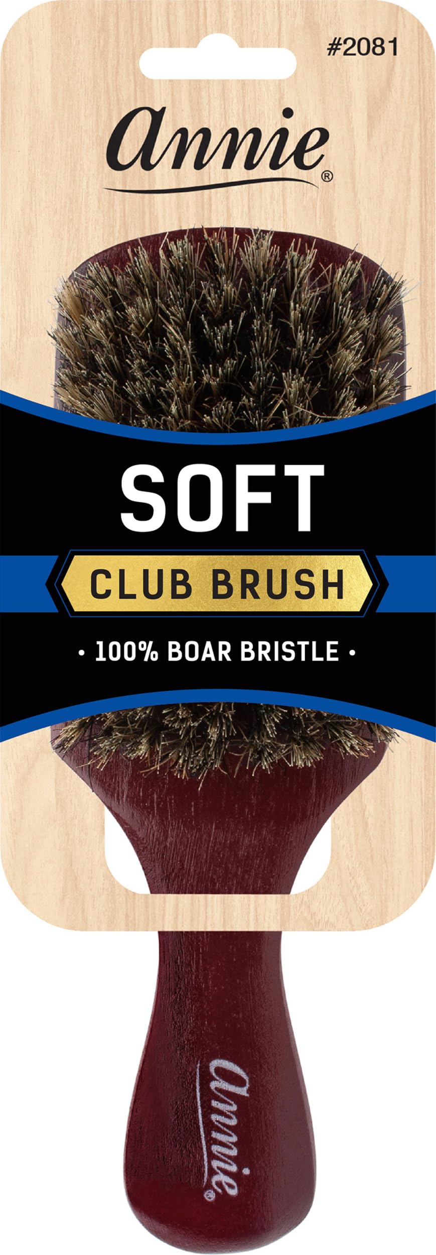Annie Soft Club boar bristle wave hair brush for men, distributes natural oils for smooth styling.