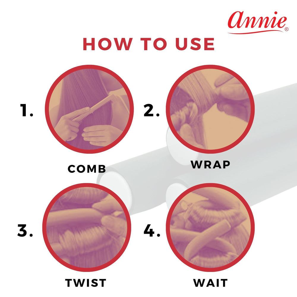 Annie Soft Twist Roller Set requires no pins or clips for easy setup