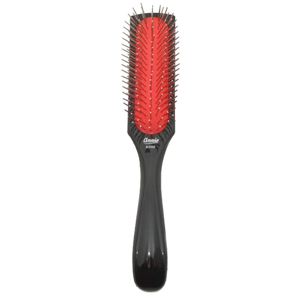 Annie Wire Cushion Wig Brush with cushioned head reduces snagging during styling.