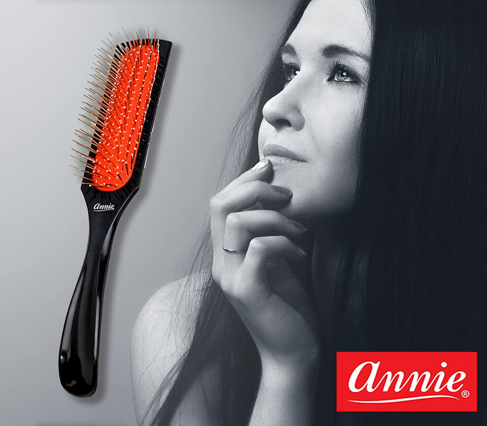 Annie Wire Cushion Wig Brush easy-clean bristles for long-lasting shine.