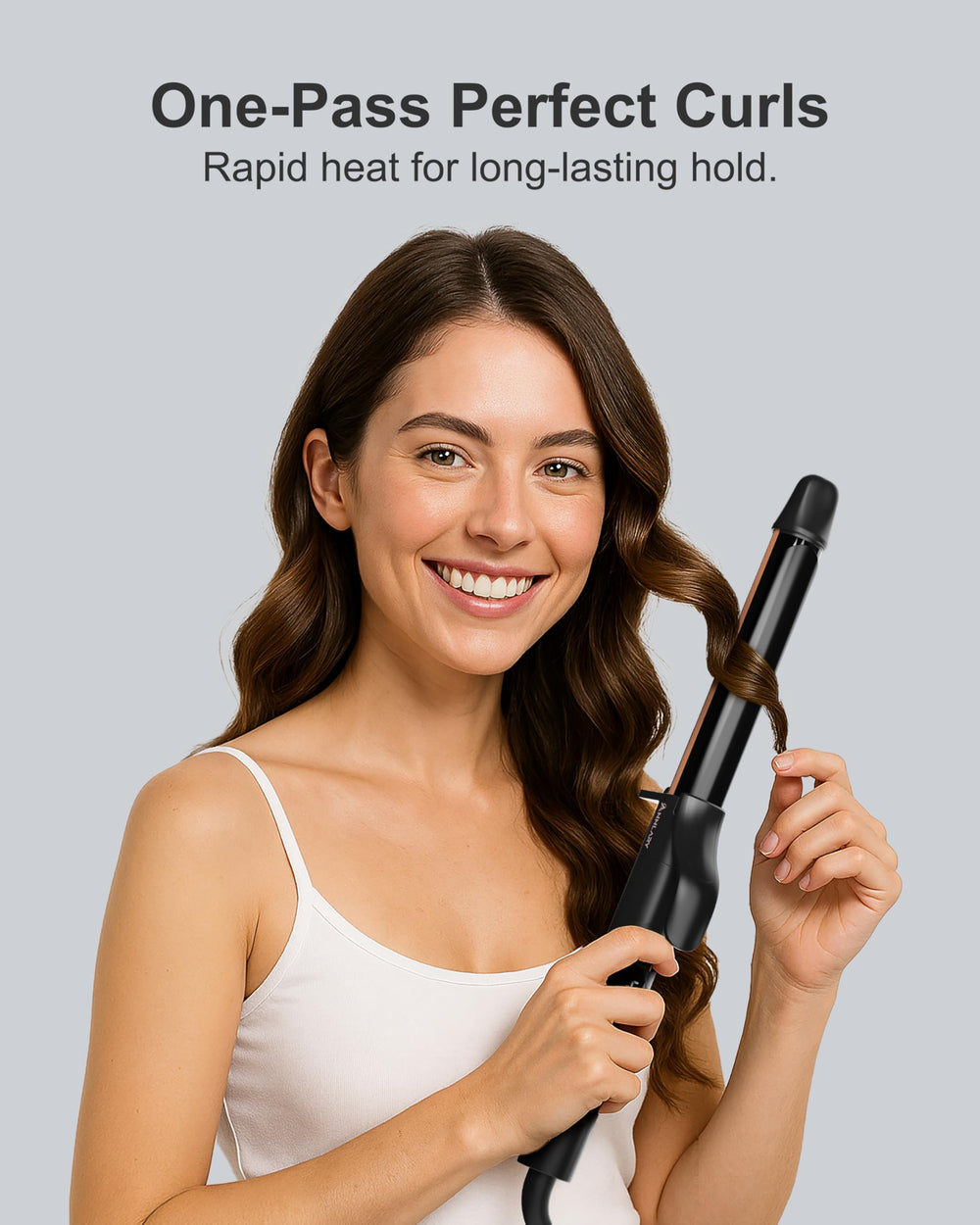 ANNLARY curling iron LED display shows heat settings for precise styling.