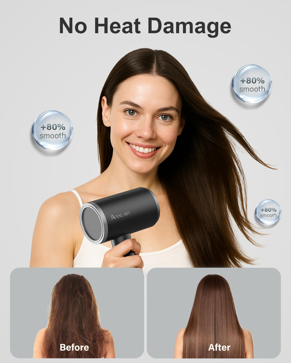 ANNLARY hair dryer 6.5 ft cord for versatile outlet reach