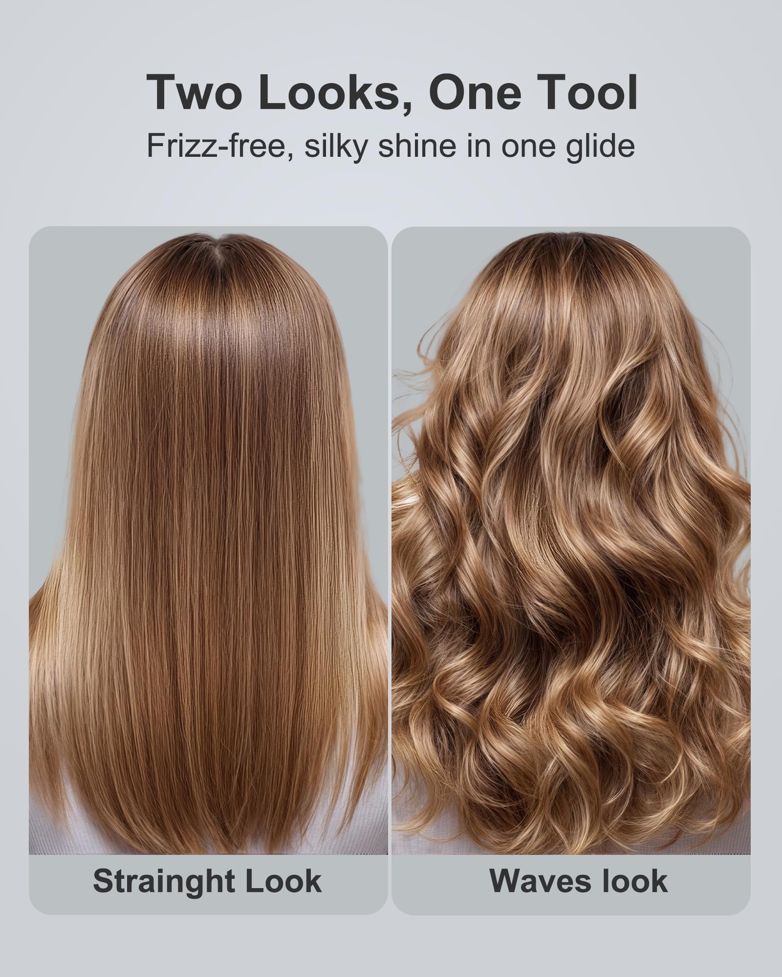 ANNLARY 3D floating plates evenly contact hair strands.