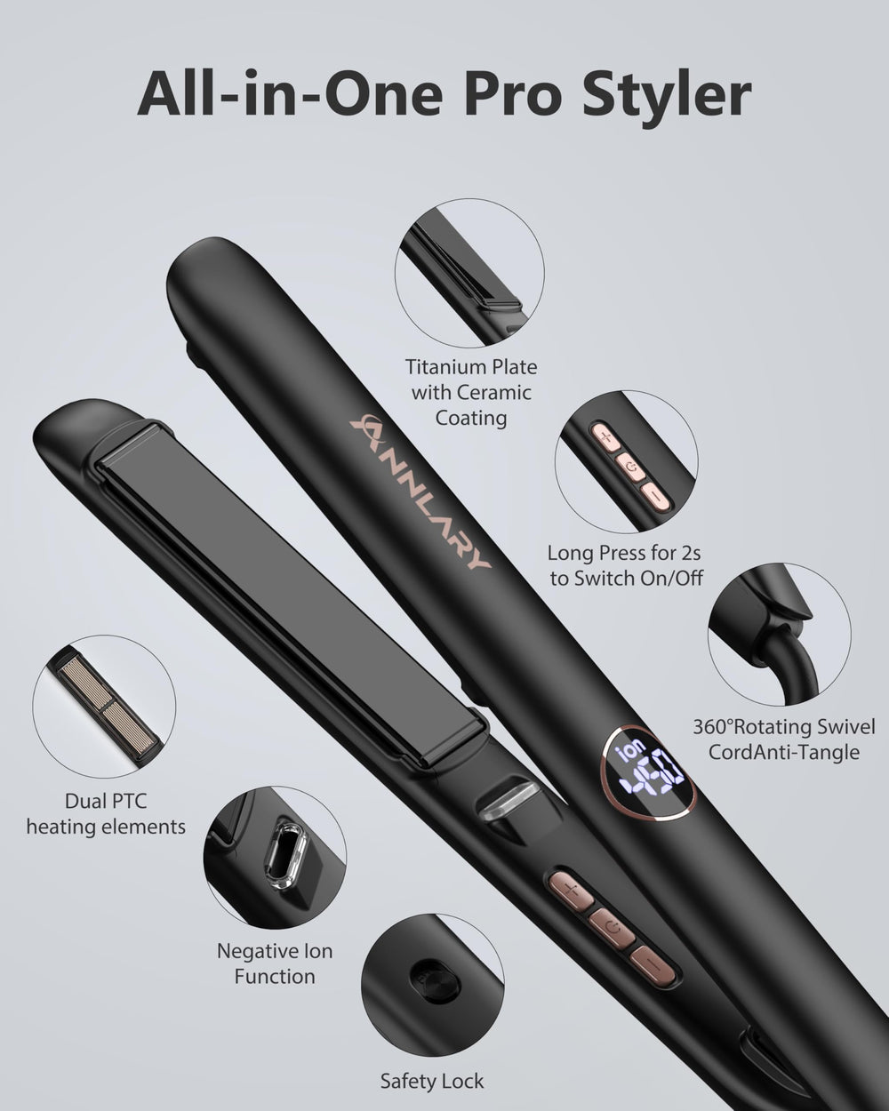 ANNLARY travel-friendly design with dual voltage enables easy packing.
