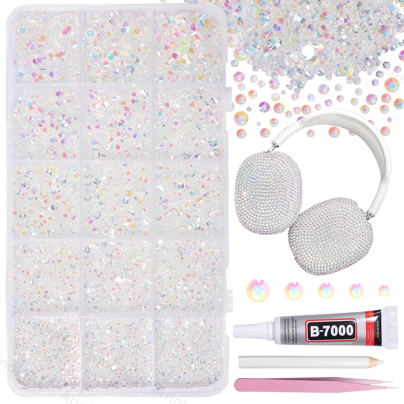 AnoleAir 12000-piece clear AB rhinestones for tumblers and crafts with lasting shine.