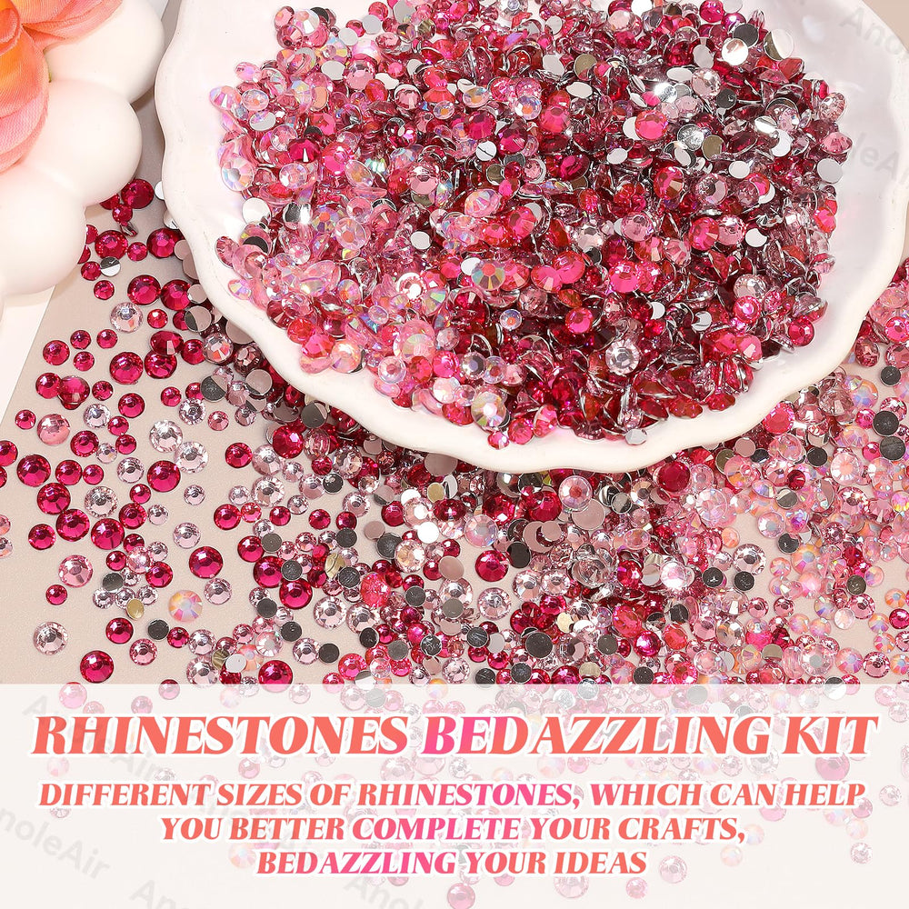 AnoleAir kit brillo resina rosadas 3-5 mm, herramientas para aplicar gemas con facilidad.