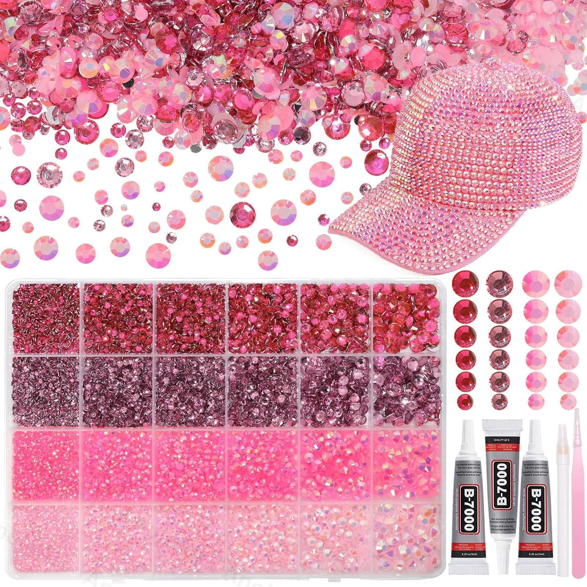AnoleAir Piedras planas rosas resina 2mm para uñas con brillo duradero.