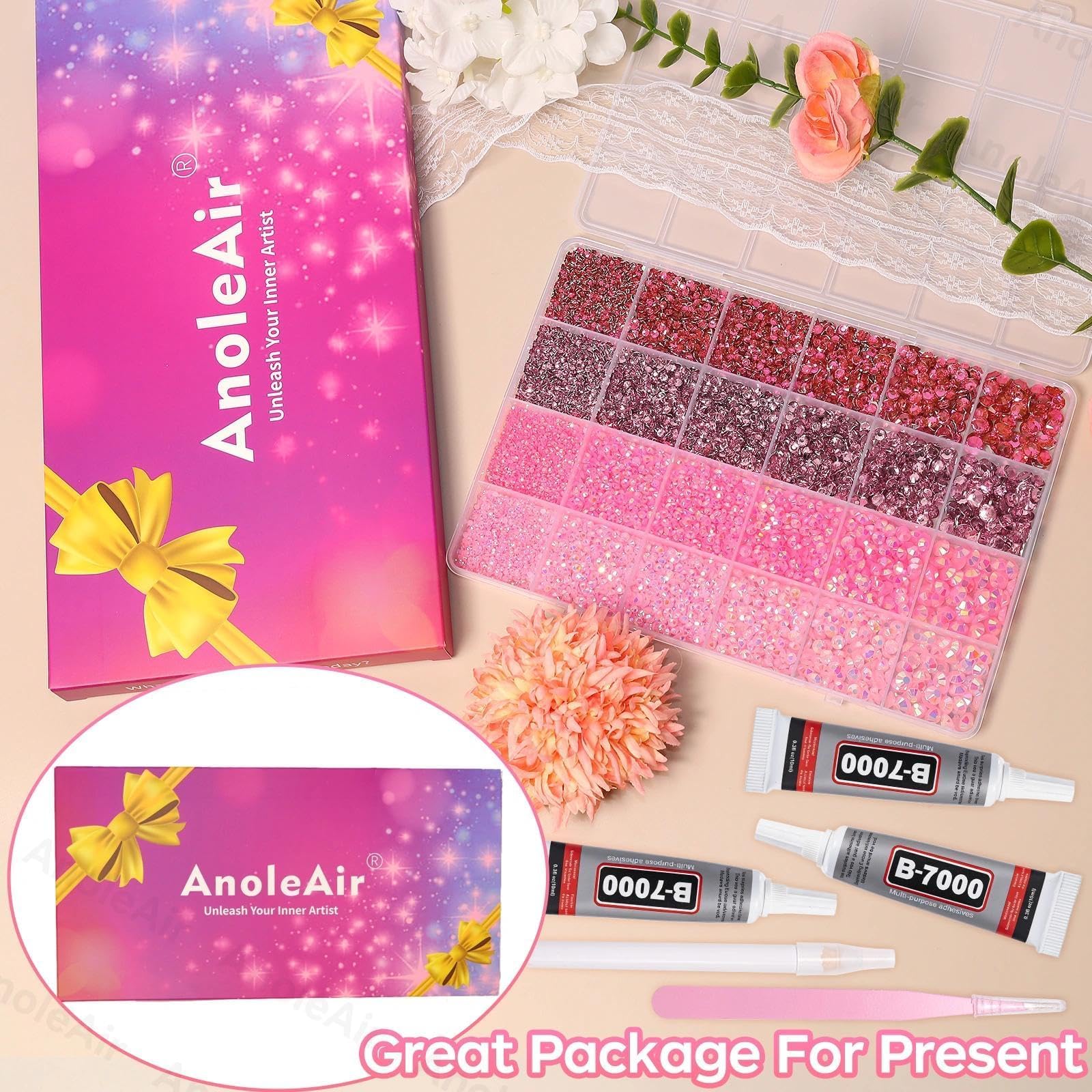 AnoleAir Piedras planas rosas resina 3mm para decoración de ropa.