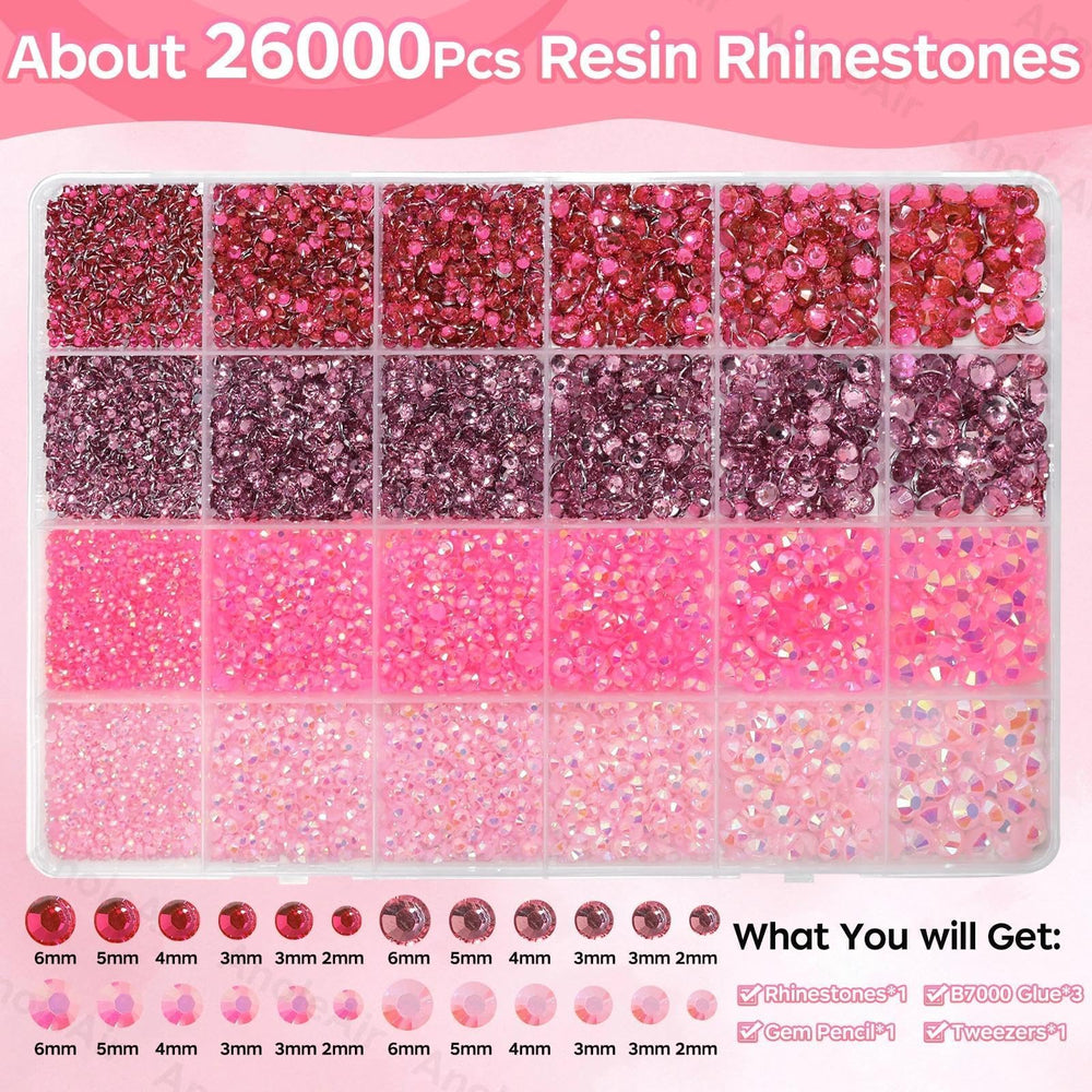 AnoleAir Piedras planas rosas resina 4mm para tazas brillantes.