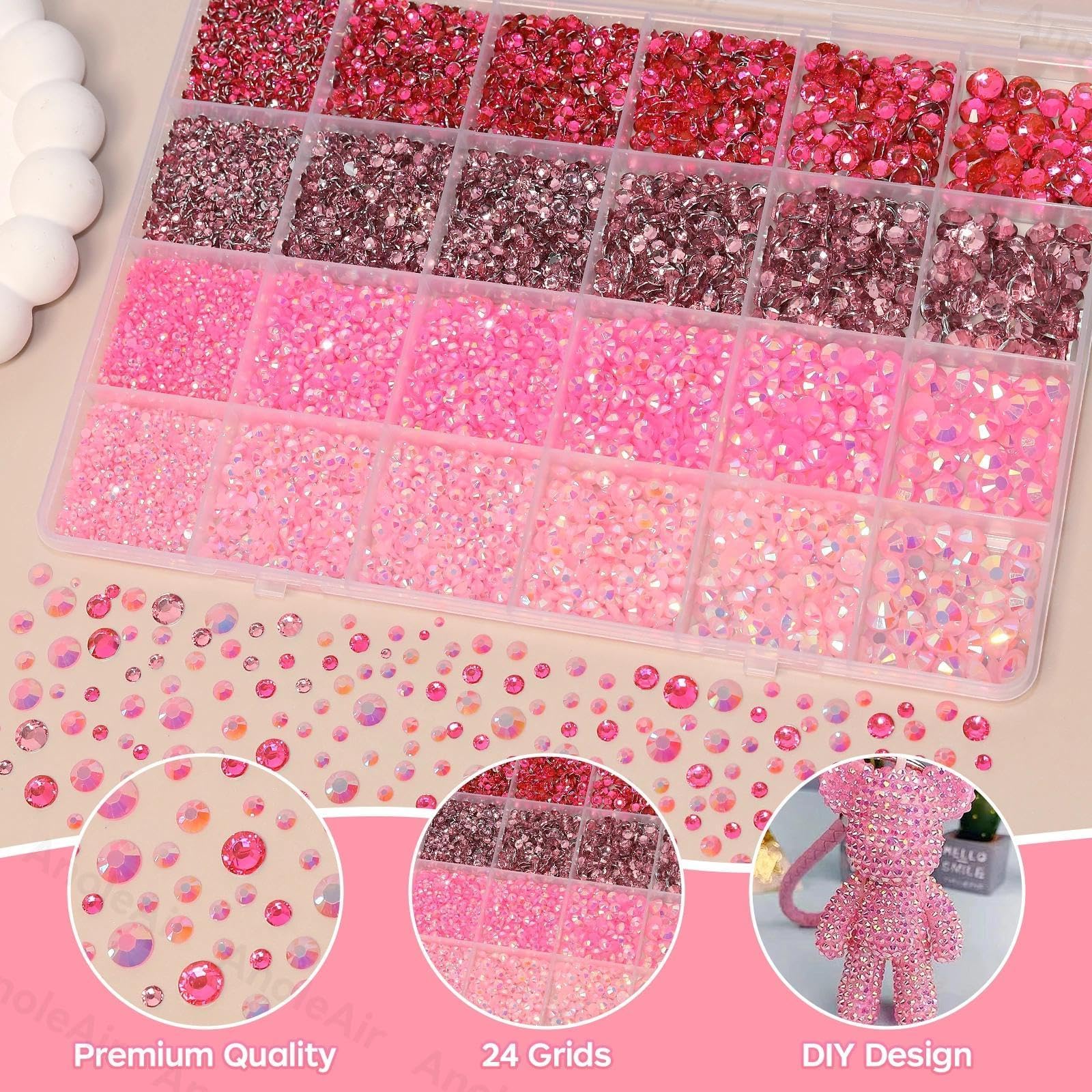 AnoleAir Piedras planas rosas resina 6mm para camisetas y accesorios.