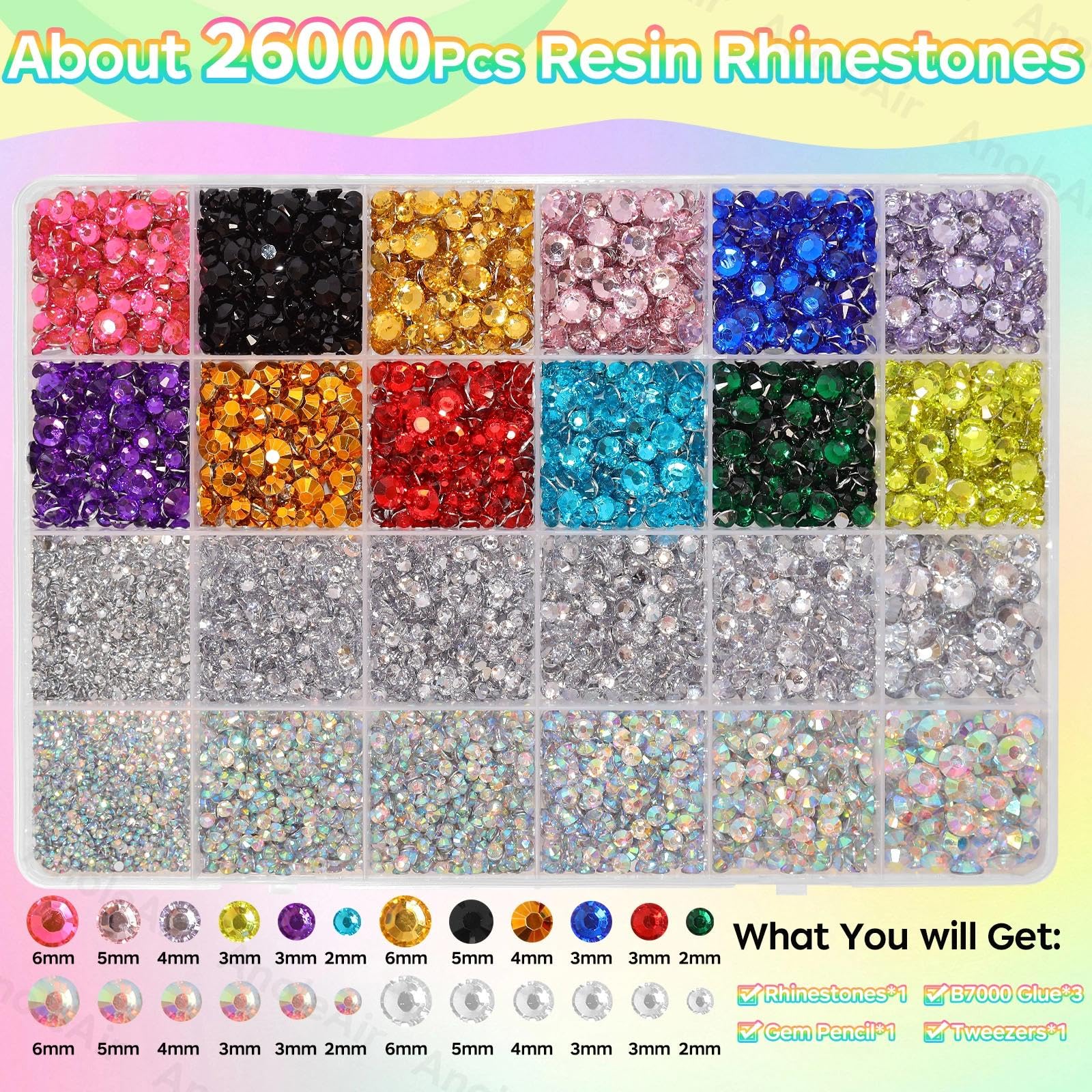 AnoleAir piedras de resina coloridas de 4 mm para superficies amplias.