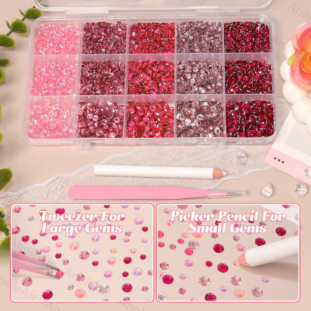 AnoleAir piedras rosadas para vasos decorativos, resina translúcida y acabado brillante.