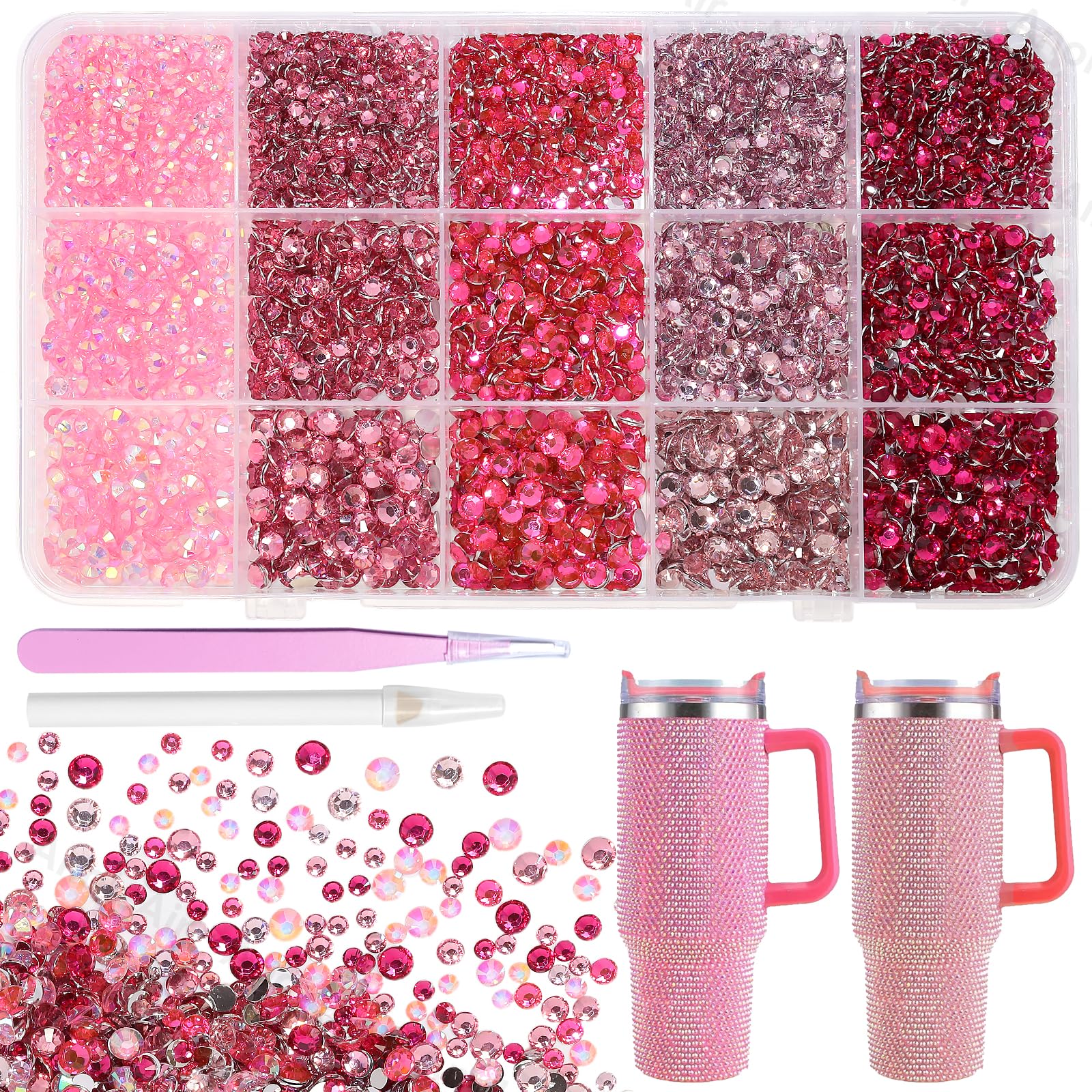 AnoleAir piezas rosadas para bedazzling, gemas de resina 3-5 mm, ideales para manualidades y uñas.