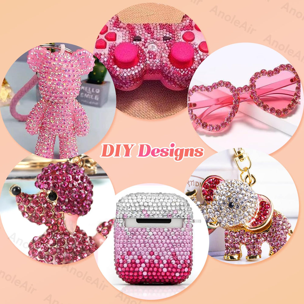 AnoleAir piedras rosadas para ropa y zapatos, acabado con brillo llamativo para looks.
