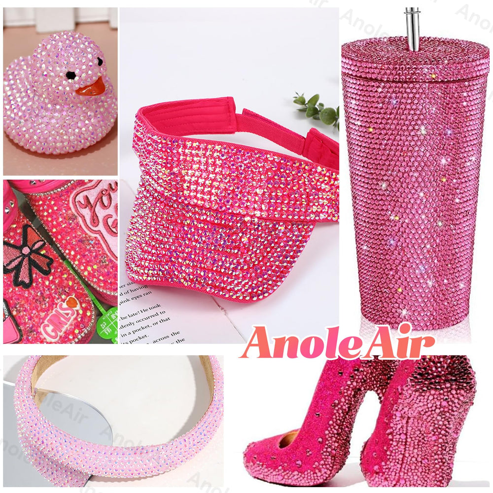 AnoleAir piedras rosadas para uñas y maquillaje, brillo elegante y duradero.