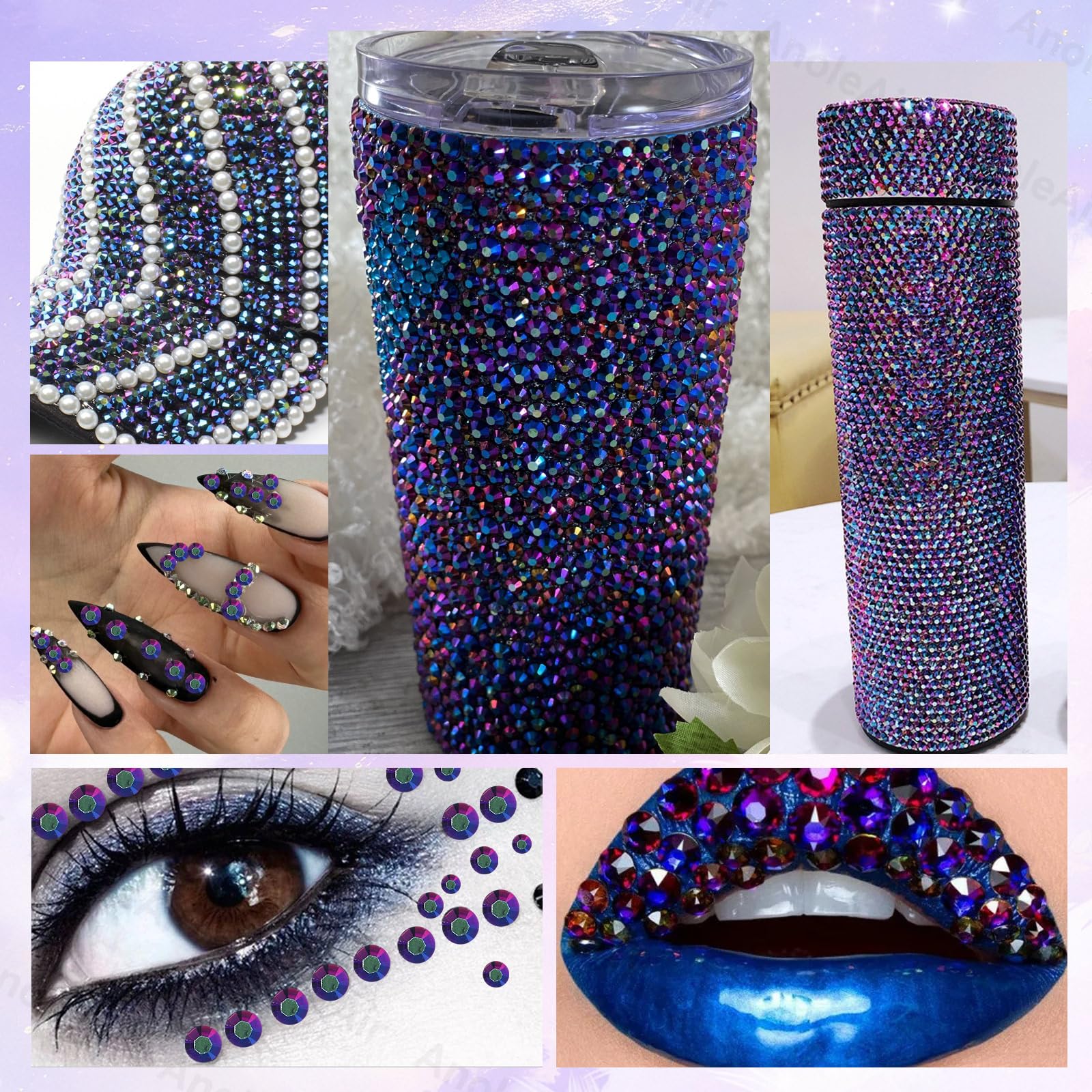 AnoleAir rhinestones ideal for tumblers, phone cases, nails, and crafts.