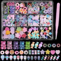 Anower 3D candy nail charms box for vibrant nail art