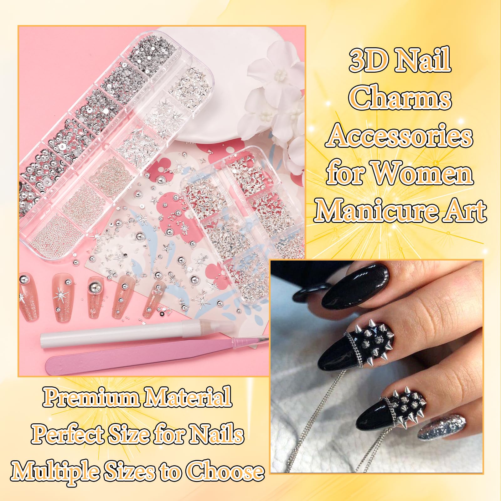 Anower nail beads pearls, assorted sizes for versatile nail art and crafts