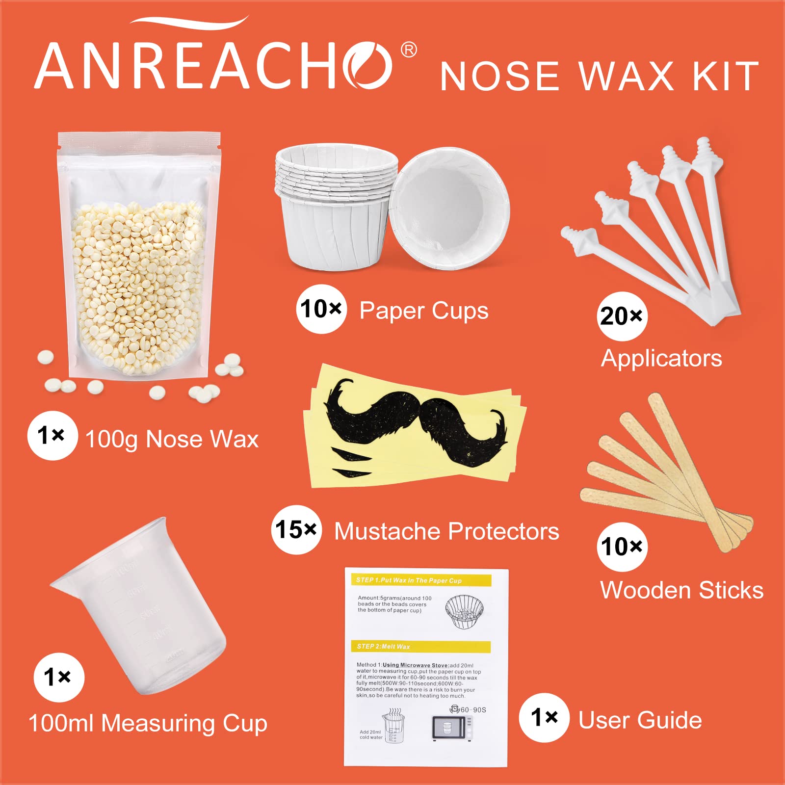 ANREACHO natural wax beads melt easily for quick, comfortable hair removal