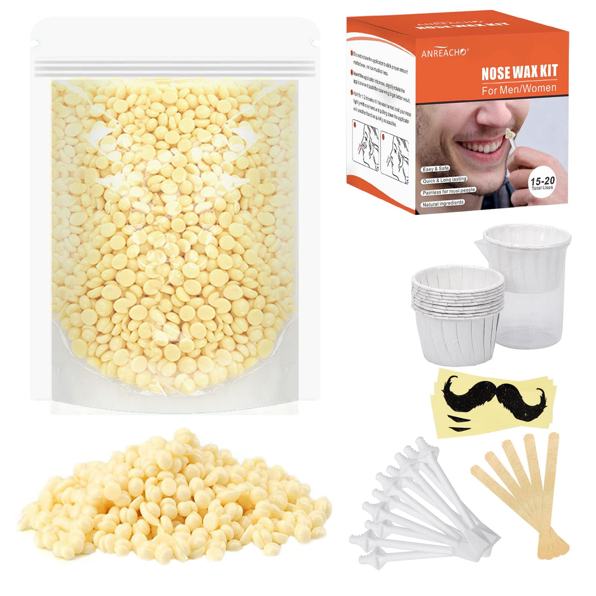 ANREACHO nose and ear hair wax kit box for easy at-home grooming